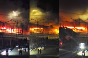 Cảnh sát dập tắt đám cháy lớn tại chợ thực phẩm Tam Nông